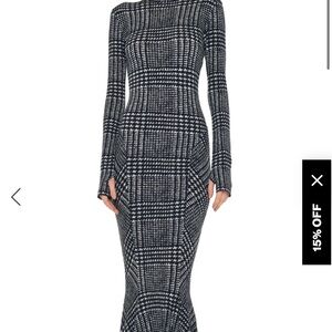 Norma Kamali turtle fishtail Black and White Maxi Dress